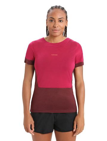 Cherry / Espresso Women's Icebreaker ZoneKnit™ Merino Short Sleeve Slit Back T Shirts | USA 1602MQZA